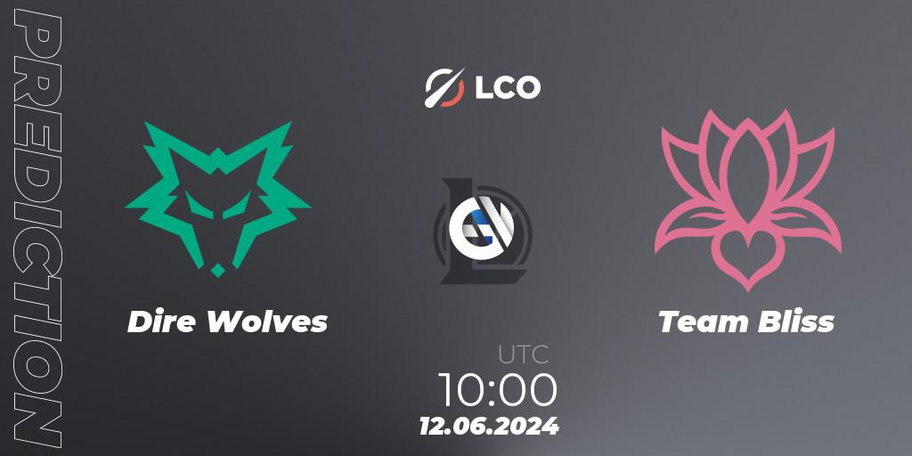 Pronósticos Dire Wolves - Team Bliss. 12.06.2024 at 10:00. LCO Split 2 2024 - Group Stage - LoL