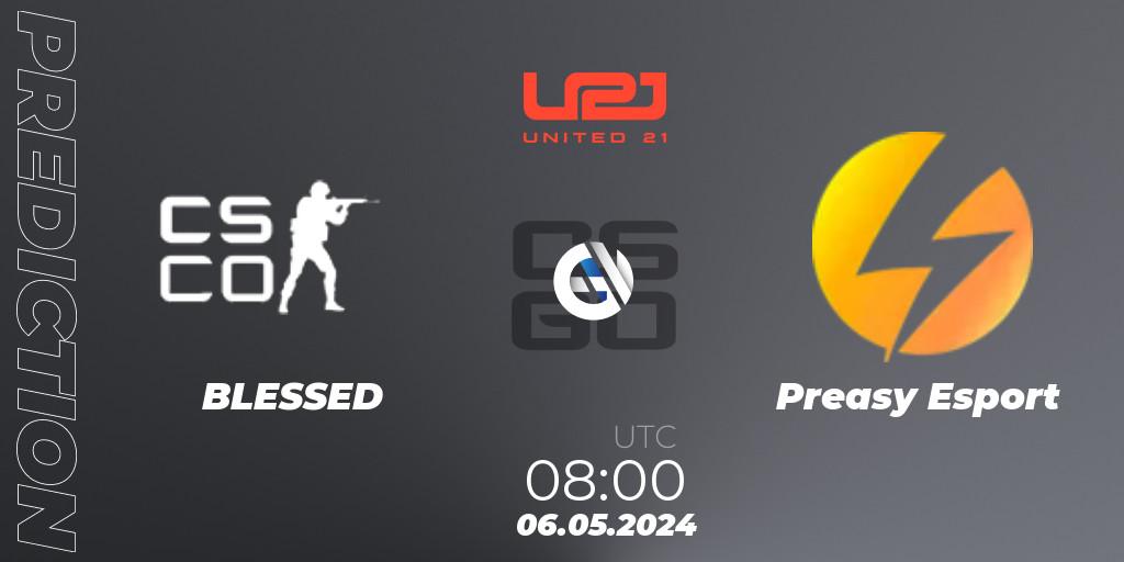Pronósticos BLESSED - Preasy Esport. 06.05.2024 at 08:00. United21 Season 15 - Counter-Strike (CS2)