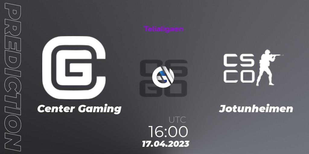 Pronósticos Center Gaming - Jotunheimen. 17.04.2023 at 16:00. Telialigaen Spring 2023: Group stage - Counter-Strike (CS2)