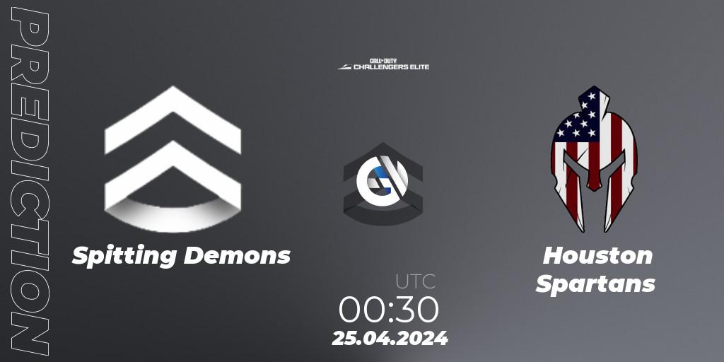 Pronósticos Spitting Demons - Houston Spartans. 24.04.2024 at 23:30. Call of Duty Challengers 2024 - Elite 2: NA - Call of Duty