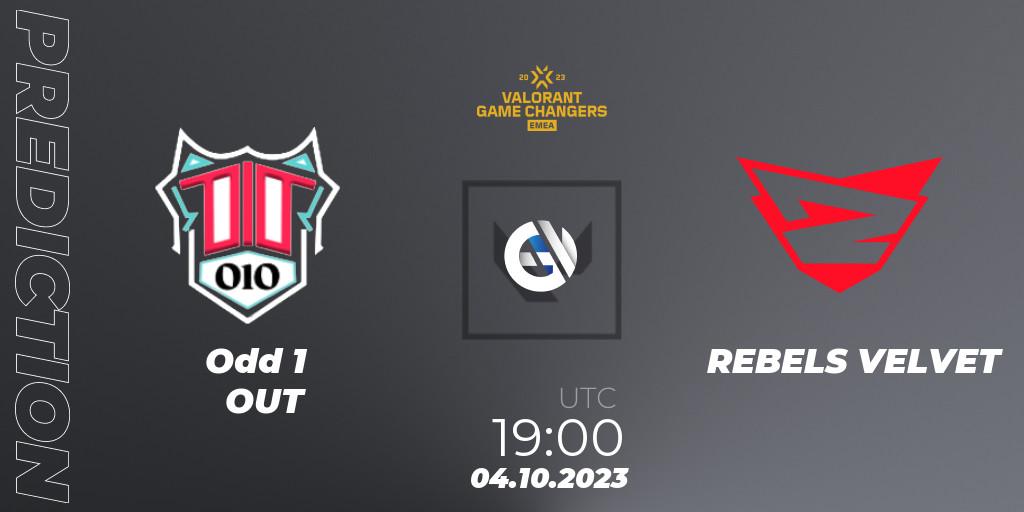 Pronósticos Odd 1 OUT - REBELS VELVET. 04.10.2023 at 19:00. VCT 2023: Game Changers EMEA Stage 3 - Playoffs - VALORANT