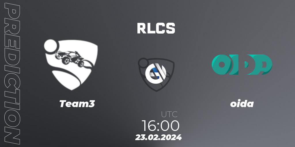 Pronósticos Team3 - oida. 23.02.2024 at 16:00. RLCS 2024 - Major 1: Europe Open Qualifier 2 - Rocket League