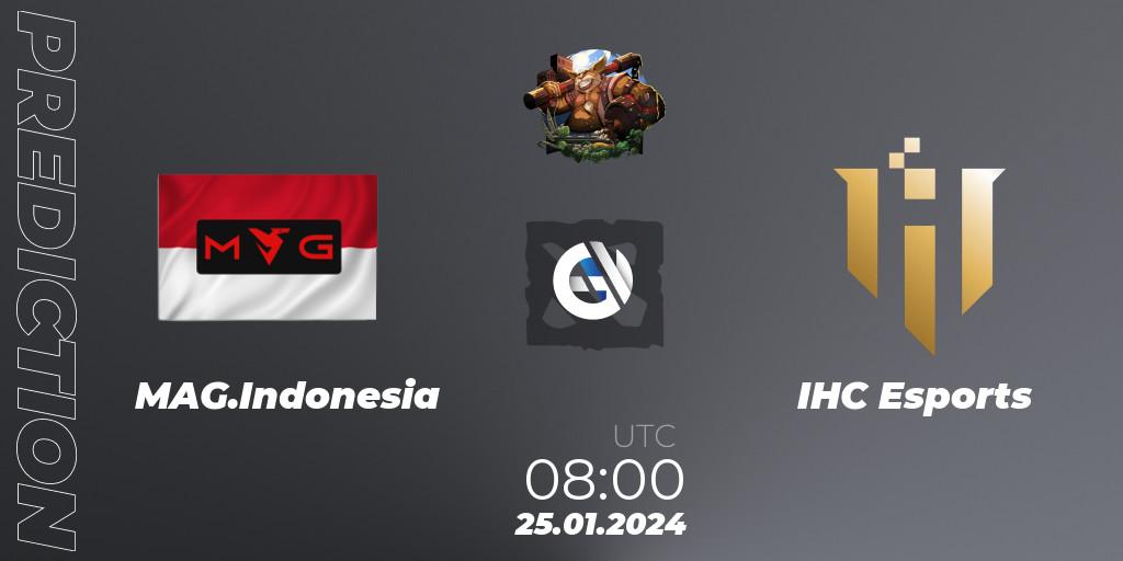 Pronósticos MAG.Indonesia - IHC Esports. 25.01.2024 at 08:00. ESL One Birmingham 2024: Southeast Asia Open Qualifier #2 - Dota 2