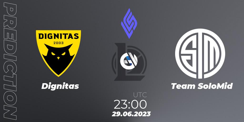 Pronósticos Dignitas - Team SoloMid. 29.06.2023 at 23:00. LCS Summer 2023 - Group Stage - LoL