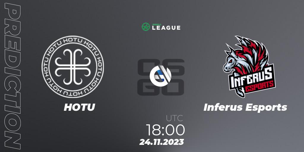 Pronósticos HOTU - Inferus Esports. 24.11.2023 at 18:00. ESEA Season 47: Advanced Division - Europe - Counter-Strike (CS2)