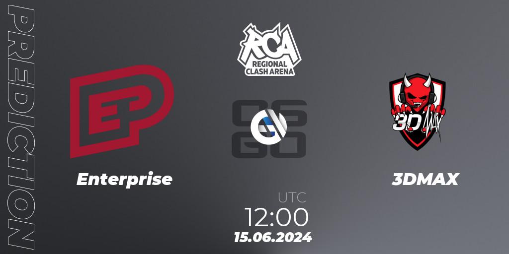 Pronósticos Enterprise - 3DMAX. 16.06.2024 at 10:00. Regional Clash Arena Europe - Counter-Strike (CS2)