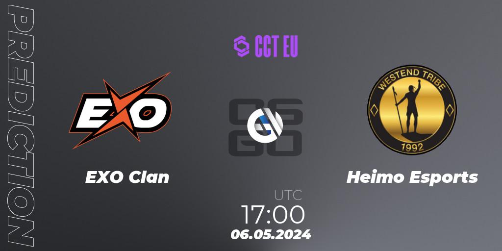 Pronósticos EXO Clan - Heimo Esports. 06.05.2024 at 17:00. CCT Season 2 European Series #3 Play-In - Counter-Strike (CS2)