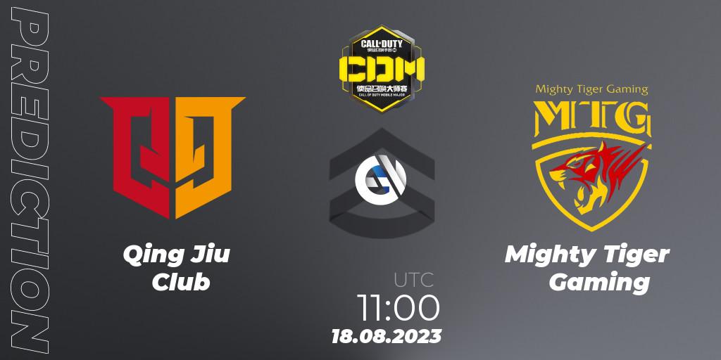 Pronósticos Qing Jiu Club - Mighty Tiger Gaming. 18.08.2023 at 11:10. China Masters 2023 S6 - Stage 2 - Call of Duty