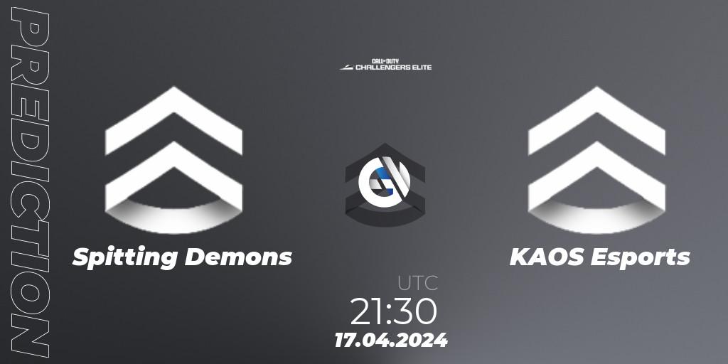 Pronósticos Spitting Demons - KAOS Esports. 23.04.2024 at 22:30. Call of Duty Challengers 2024 - Elite 2: NA - Call of Duty
