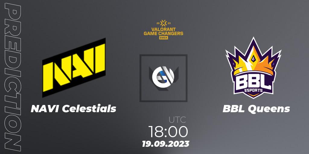 Pronósticos NAVI Celestials - BBL Queens. 19.09.2023 at 18:00. VCT 2023: Game Changers EMEA Stage 3 - Group Stage - VALORANT