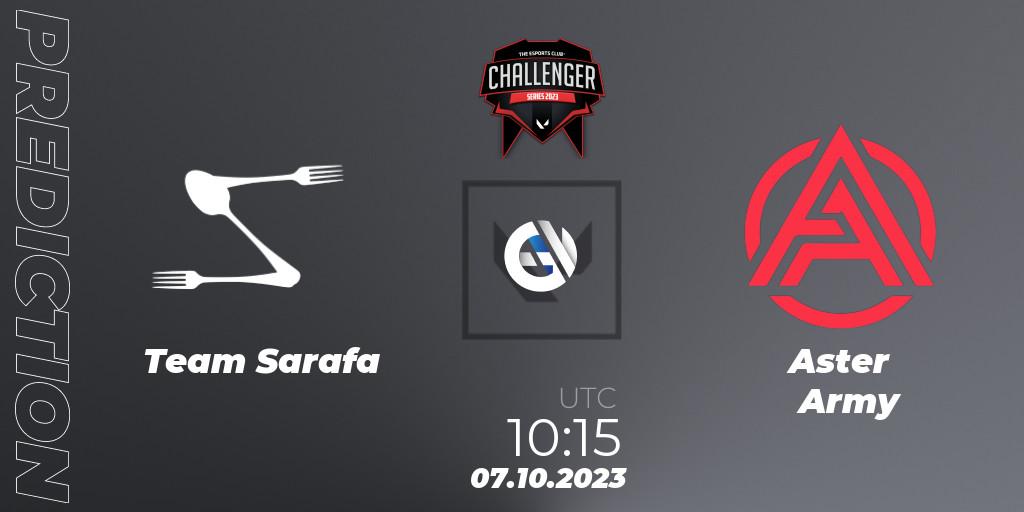 Pronósticos Team Sarafa - Aster Army. 07.10.2023 at 10:45. TEC Challenger Series 10 - VALORANT