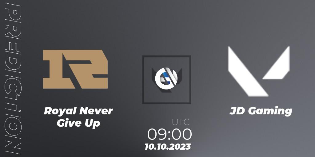 Pronósticos Royal Never Give Up - JD Gaming. 10.10.2023 at 09:00. VALORANT China Evolution Series Act 2: Selection - Play-In - VALORANT