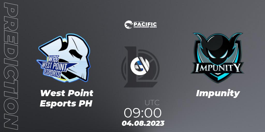 Pronósticos West Point Esports PH - Impunity. 05.08.23. PACIFIC Championship series Group Stage - LoL