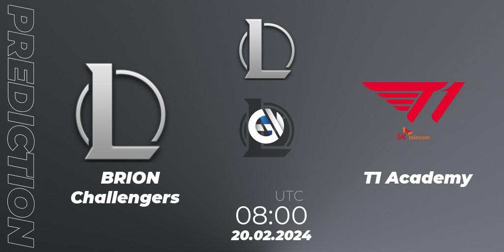 Pronósticos BRION Challengers - T1 Academy. 20.02.24. LCK Challengers League 2024 Spring - Group Stage - LoL