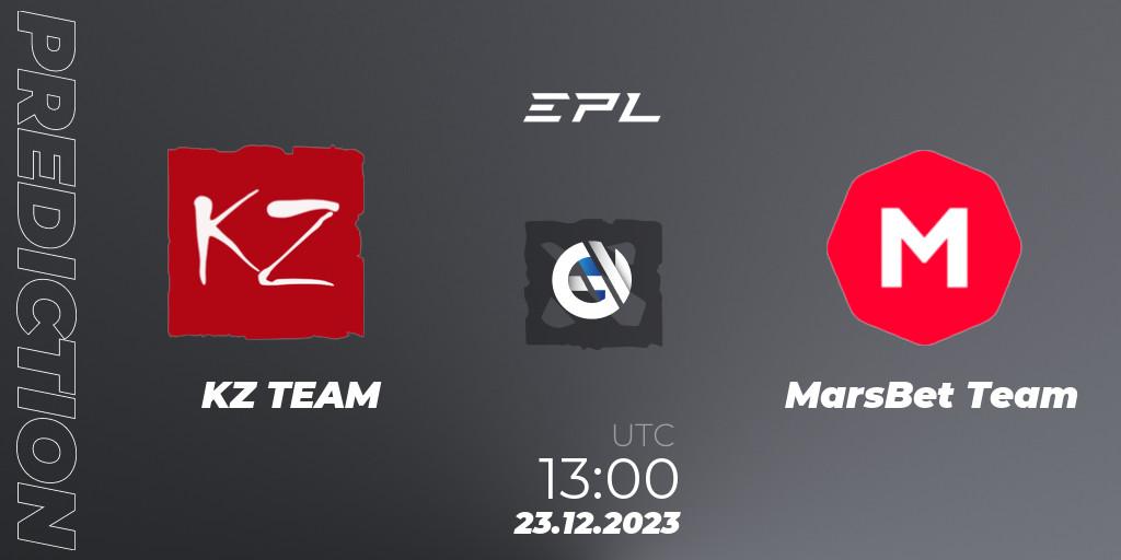 Pronósticos KZ TEAM - MarsBet Team. 23.12.2023 at 13:11. European Pro League Season 15 - Dota 2