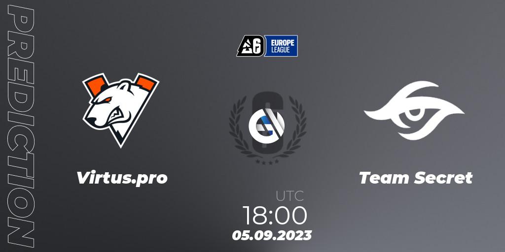 Pronósticos Virtus.pro - Team Secret. 05.09.2023 at 18:00. Europe League 2023 - Stage 2 - Rainbow Six