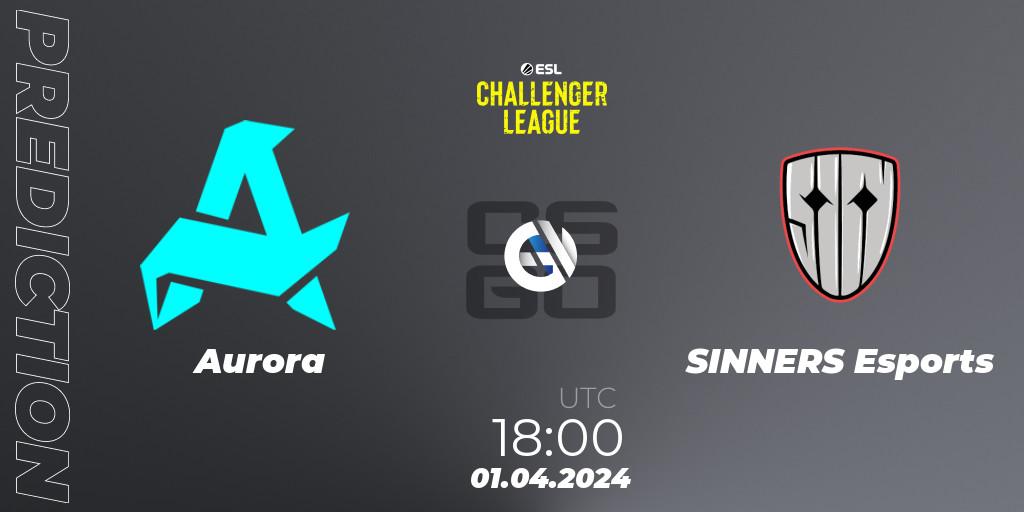 Pronósticos Aurora - SINNERS Esports. 01.04.2024 at 18:00. ESL Challenger League Season 47: Europe - Counter-Strike (CS2)