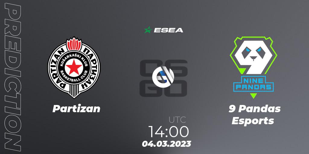 Pronósticos Partizan - 9 Pandas Esports. 04.03.2023 at 14:00. ESEA Season 44: Advanced Division - Europe - Counter-Strike (CS2)