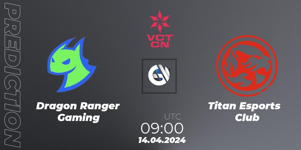 Pronósticos Dragon Ranger Gaming - Titan Esports Club. 14.04.24. VALORANT Champions Tour China 2024: Stage 1 - Group Stage - VALORANT