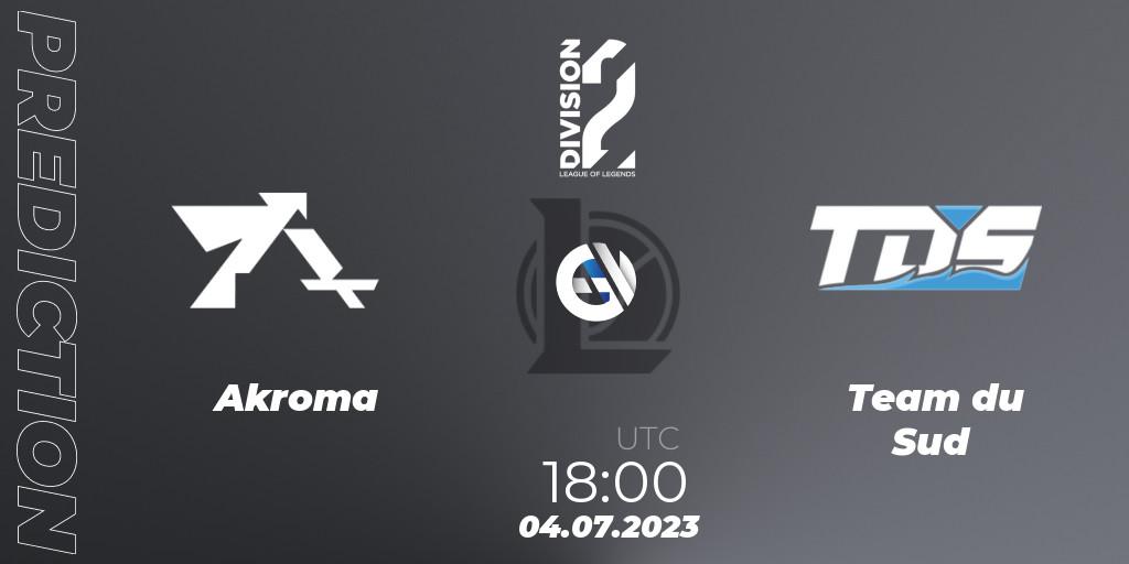 Pronósticos Akroma - Team du Sud. 04.07.23. LFL Division 2 Summer 2023 - Group Stage - LoL
