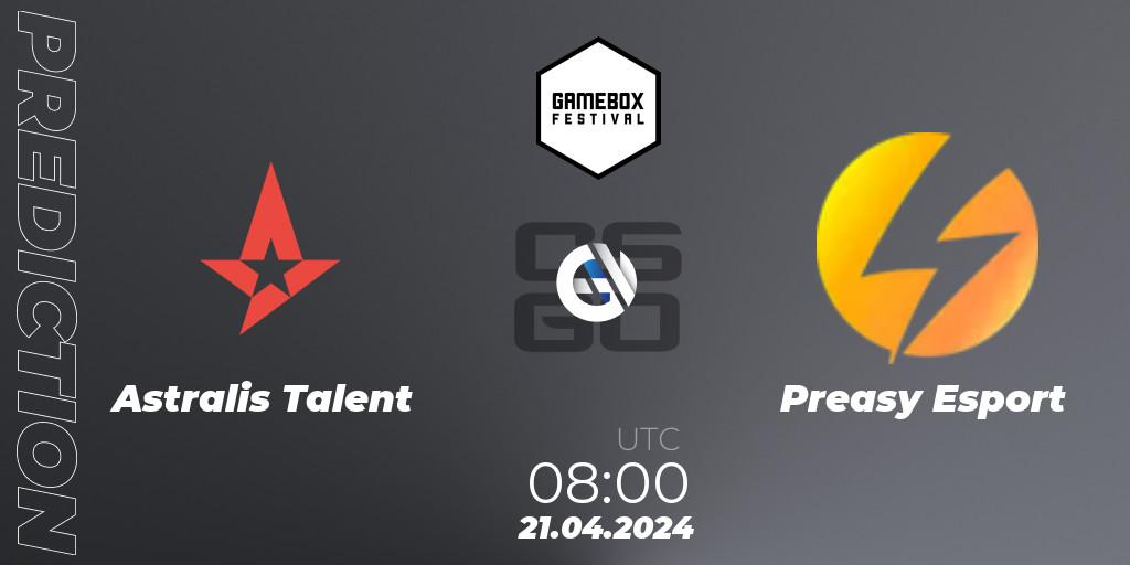 Pronósticos Astralis Talent - Preasy Esport. 21.04.24. Gamebox 2024 - CS2 (CS:GO)
