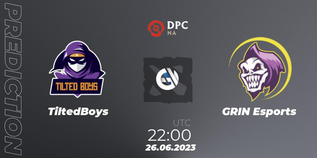 Pronósticos TiltedBoys - GRIN Esports. 26.06.2023 at 22:28. DPC 2023 Tour 3: NA Division II (Lower) - Dota 2