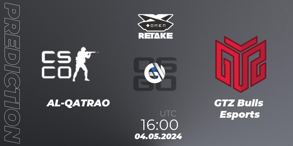 Pronósticos AL-QATRAO - GTZ Bulls Esports. 04.05.2024 at 16:00. Circuito Retake Season 8: Take #1 - Counter-Strike (CS2)