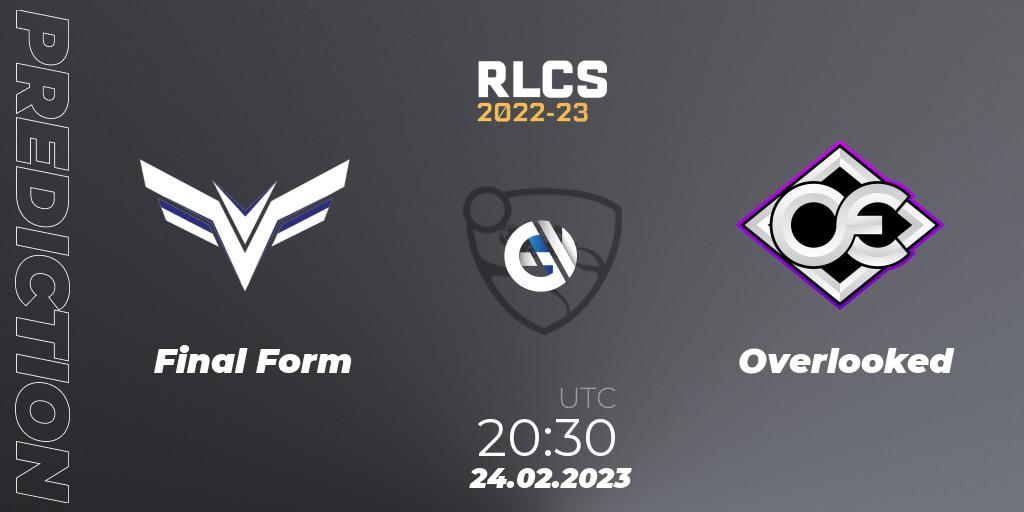 Pronósticos Final Form - Overlooked. 24.02.2023 at 20:30. RLCS 2022-23 - Winter: South America Regional 3 - Winter Invitational - Rocket League