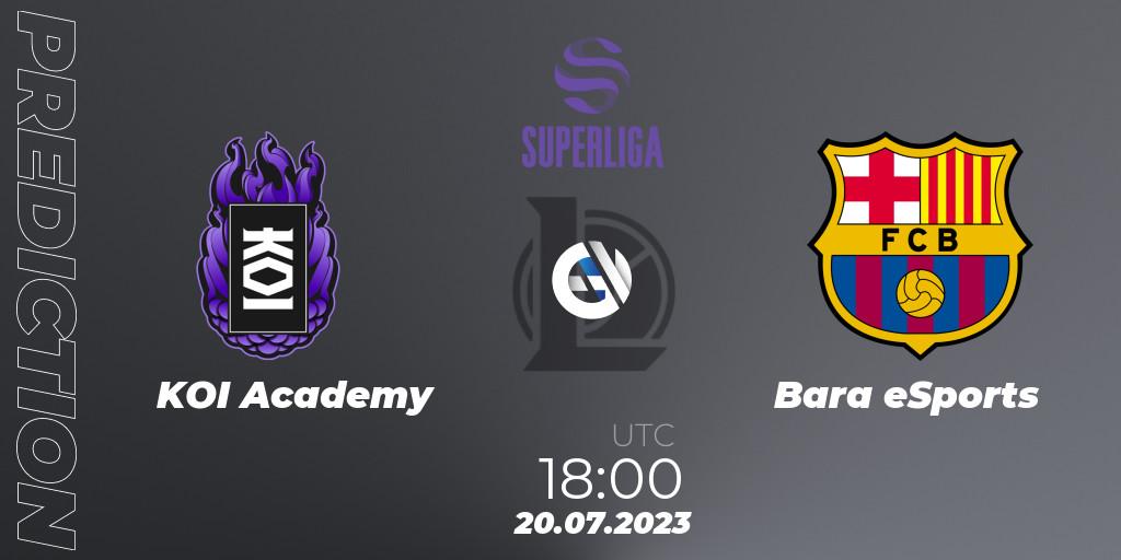 Pronósticos KOI Academy - Barça eSports. 20.07.2023 at 18:00. Superliga Summer 2023 - Group Stage - LoL