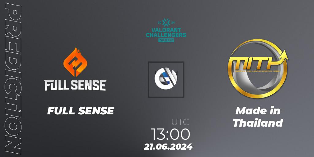 Pronósticos FULL SENSE - Made in Thailand. 21.06.2024 at 14:00. VALORANT Challengers 2024: Thailand Split 2 - VALORANT