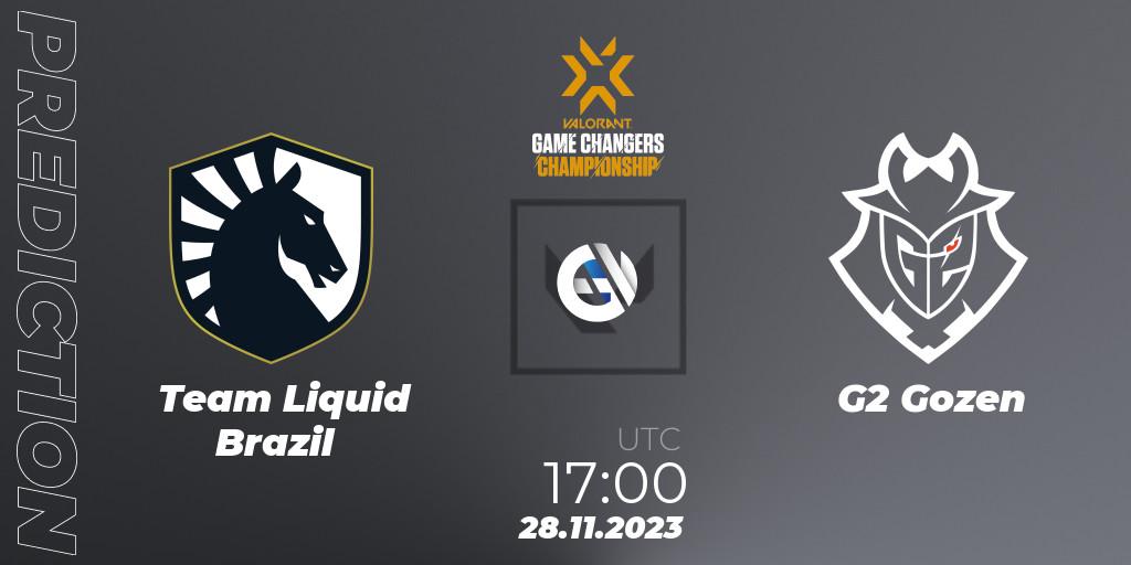 Pronósticos Team Liquid Brazil - G2 Gozen. 28.11.2023 at 17:00. VCT 2023: Game Changers Championship - VALORANT