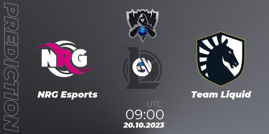 Pronósticos NRG Esports - Team Liquid. 20.10.2023 at 05:00. Worlds 2023 LoL - Group Stage - LoL