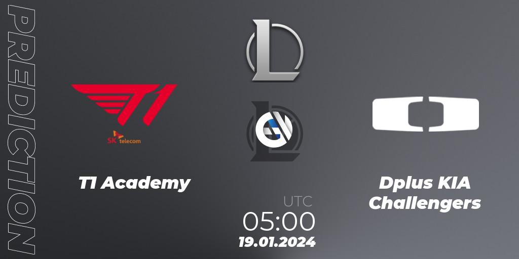Pronósticos T1 Academy - Dplus KIA Challengers. 19.01.2024 at 05:00. LCK Challengers League 2024 Spring - Group Stage - LoL