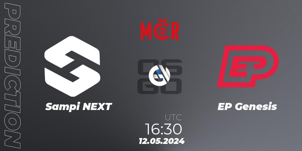 Pronósticos Sampi NEXT - EP Genesis. 12.05.2024 at 16:30. Tipsport Cup Spring 2024: Closed Qualifier - Counter-Strike (CS2)