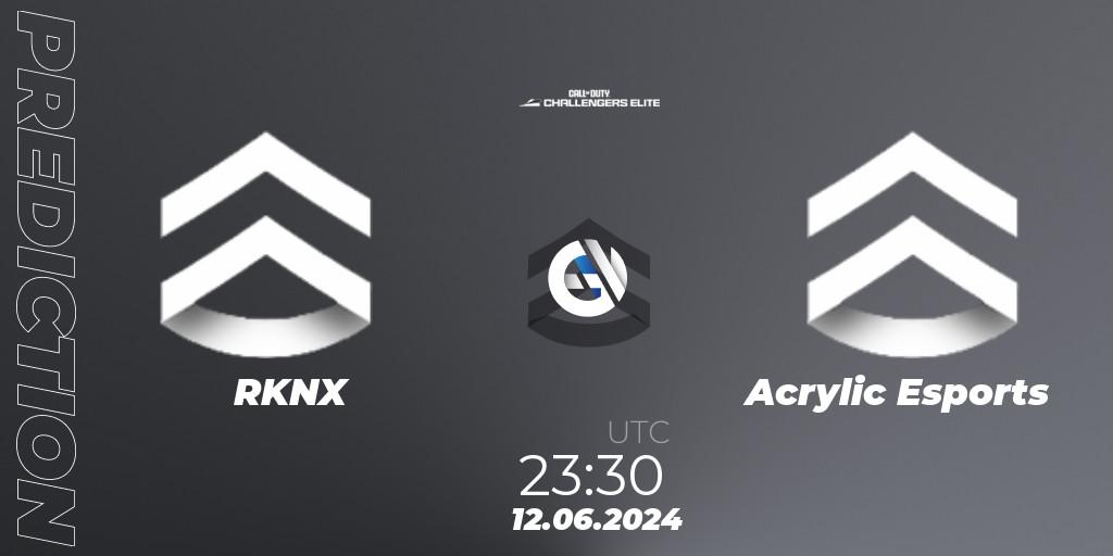 Pronósticos RKNX - Acrylic Esports. 12.06.2024 at 22:30. Call of Duty Challengers 2024 - Elite 3: NA - Call of Duty