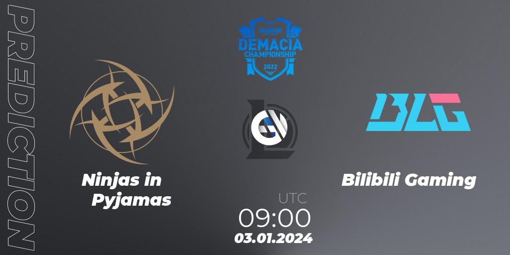 Pronósticos Ninjas in Pyjamas - Bilibili Gaming. 03.01.24. Demacia Cup 2023 Playoffs - LoL