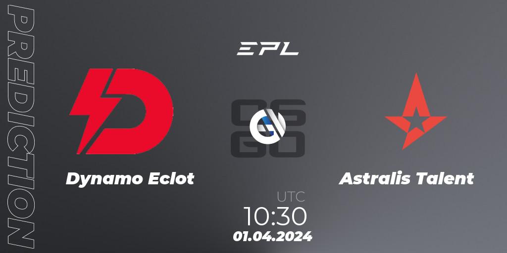 Pronósticos Dynamo Eclot - Astralis Talent. 01.04.2024 at 11:00. European Pro League Season 16: Division 2 - Counter-Strike (CS2)