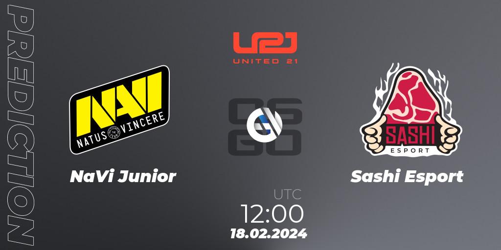 Pronósticos NaVi Junior - Sashi Esport. 18.02.2024 at 12:00. United21 Season 11 - Counter-Strike (CS2)