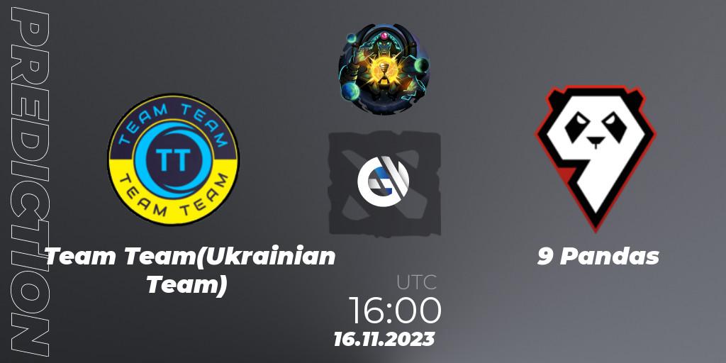Pronósticos Team Team(Ukrainian Team) - 9 Pandas. 16.11.2023 at 16:02. ESL One Kuala Lumpur 2023: Eastern Europe Closed Qualifier - Dota 2