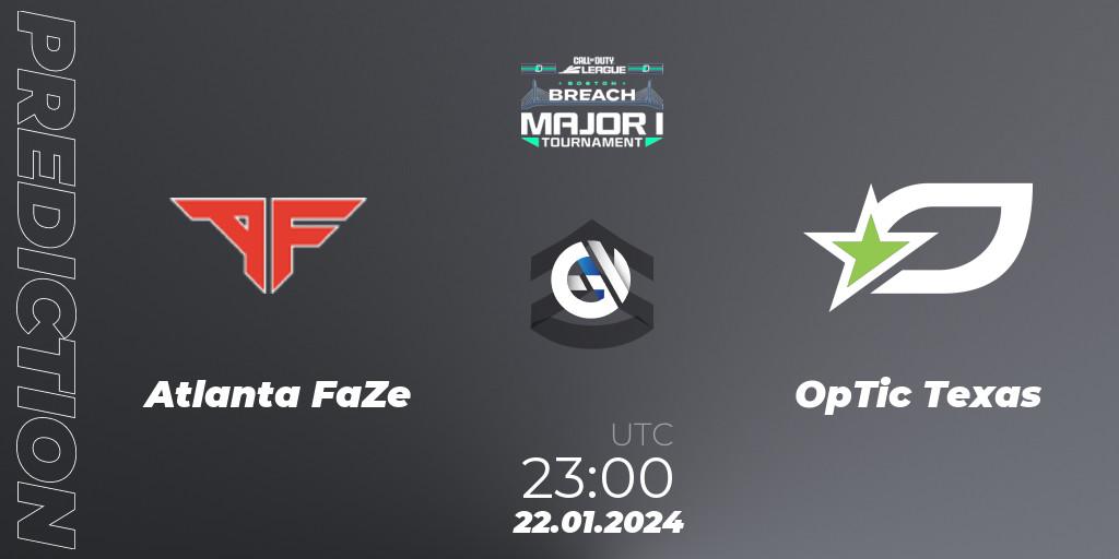 Pronósticos Atlanta FaZe - OpTic Texas. 21.01.2024 at 23:00. Call of Duty League 2024: Stage 1 Major Qualifiers - Call of Duty