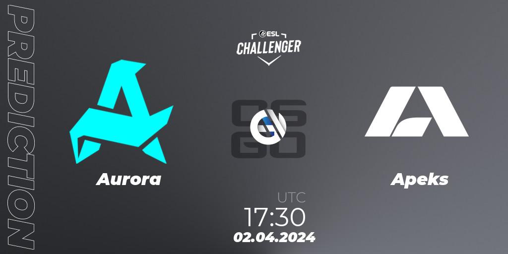 Pronósticos Aurora - Apeks. 02.04.24. ESL Challenger #57: European Closed Qualifier - CS2 (CS:GO)