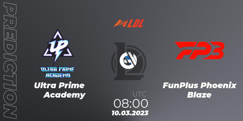 Pronósticos Ultra Prime Academy - FunPlus Phoenix Blaze. 10.03.2023 at 09:00. LDL 2023 - Regular Season - LoL