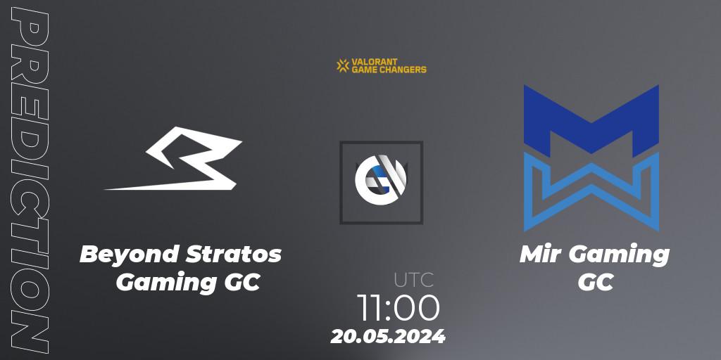 Pronósticos Beyond Stratos Gaming GC - Mir Gaming GC. 20.05.2024 at 11:00. VCT 2024: Game Changers Korea Stage 1 - VALORANT