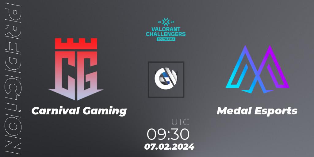 Pronósticos Carnival Gaming - Medal Esports. 07.02.2024 at 09:30. VALORANT Challengers 2024: South Asia Split 1 - Cup 1 - VALORANT