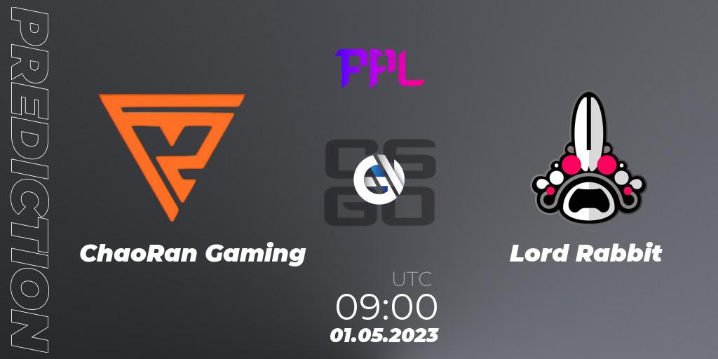 Pronósticos ChaoRan Gaming - Lord Rabbit. 01.05.2023 at 09:00. Perfect World Arena Premier League Season 4: Challenger Division - Counter-Strike (CS2)
