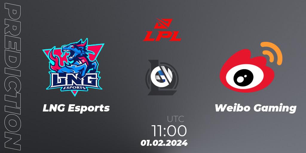 Pronósticos LNG Esports - Weibo Gaming. 01.02.2024 at 11:00. LPL Spring 2024 - Group Stage - LoL