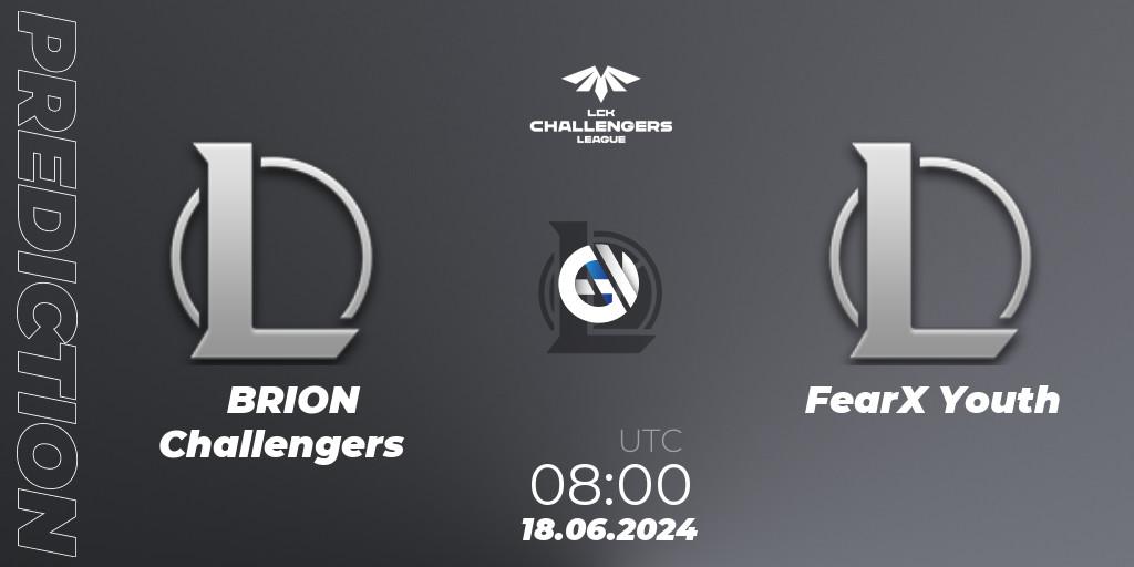 Pronósticos BRION Challengers - FearX Youth. 18.06.2024 at 08:00. LCK Challengers League 2024 Summer - Group Stage - LoL