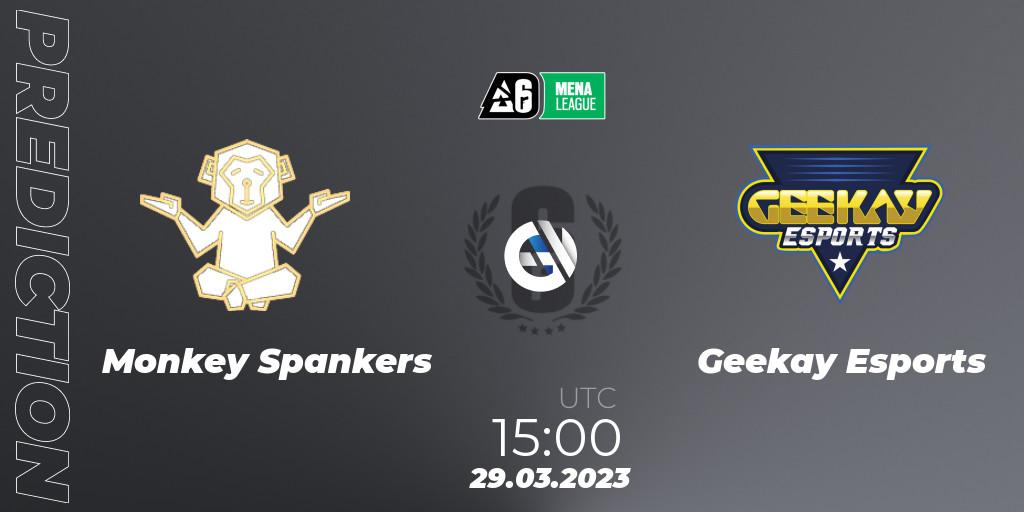 Pronósticos Monkey Spankers - Geekay Esports. 29.03.23. MENA League 2023 - Stage 1 - Rainbow Six