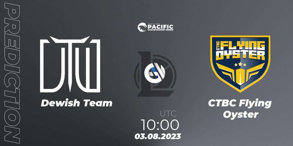 Pronósticos Dewish Team - CTBC Flying Oyster. 04.08.2023 at 10:00. PACIFIC Championship series Group Stage - LoL
