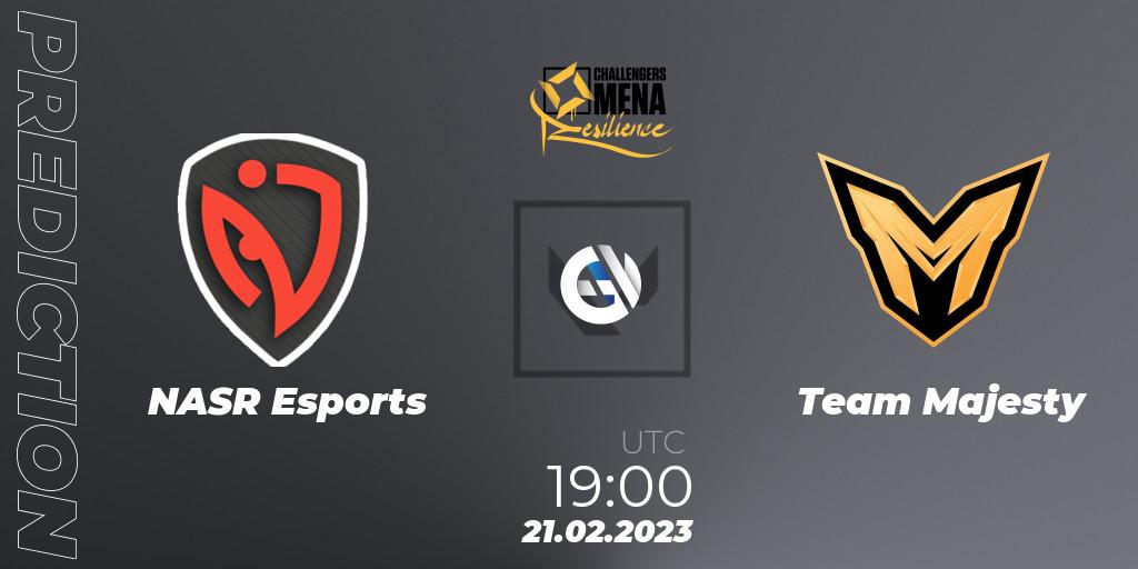 Pronósticos NASR Esports - Team Majesty. 21.02.2023 at 19:00. VALORANT Challengers 2023 MENA: Resilience Split 1 - Levant and North Africa - VALORANT
